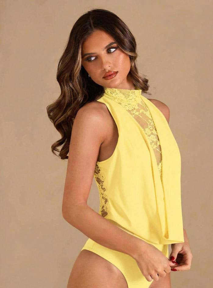 Yesha Lace Cowl Top - Yellow