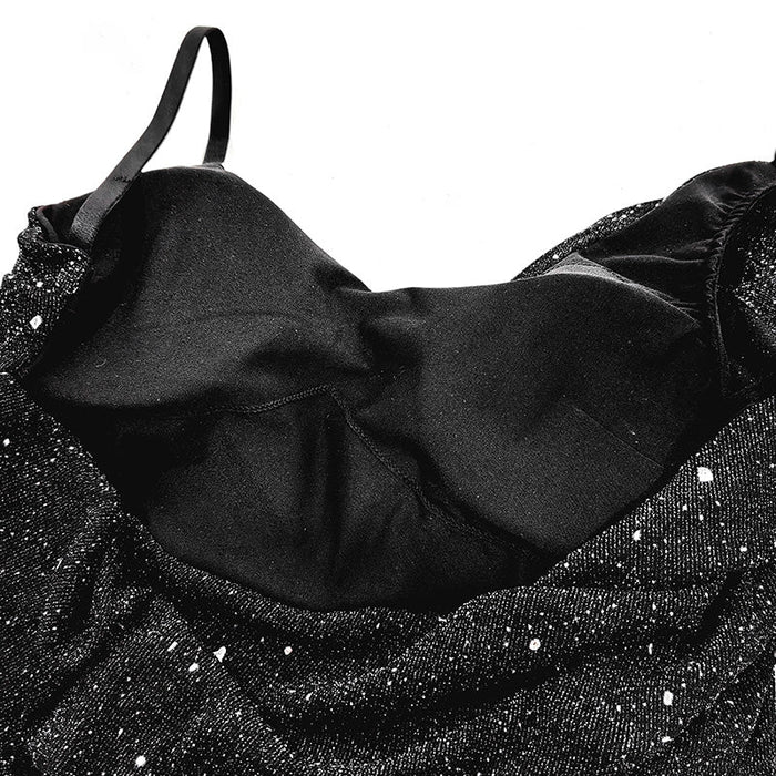 YJFY Women's Black Tassel Latin Dance Dress Dance Wear Training Performance Dress
