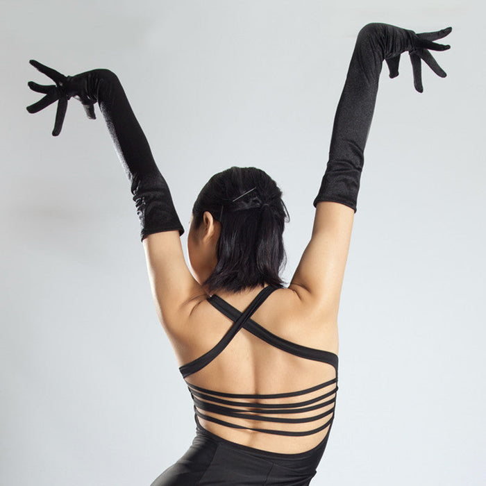 YJFY-Women's Latin Dance Velvet Long Gloves