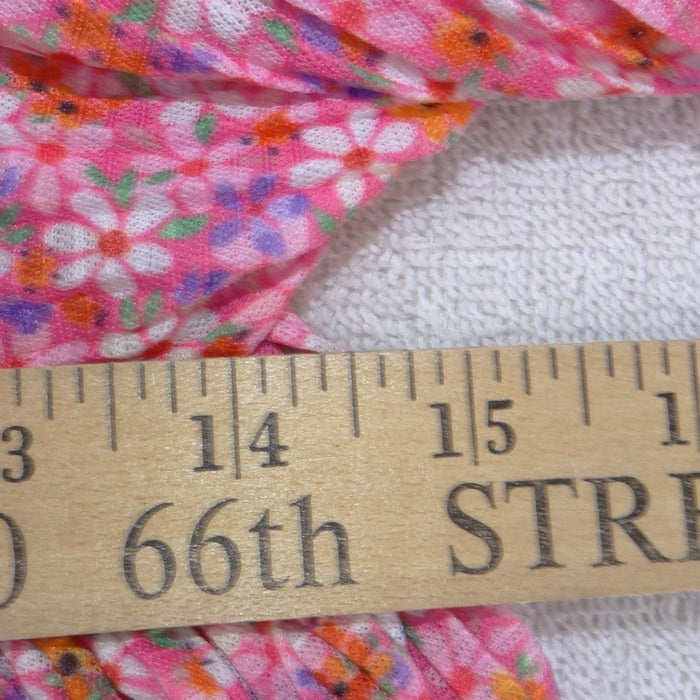Zara Pink Floral Pleated Puff Sleeve Mini Dress V Neck Tie Back Small3