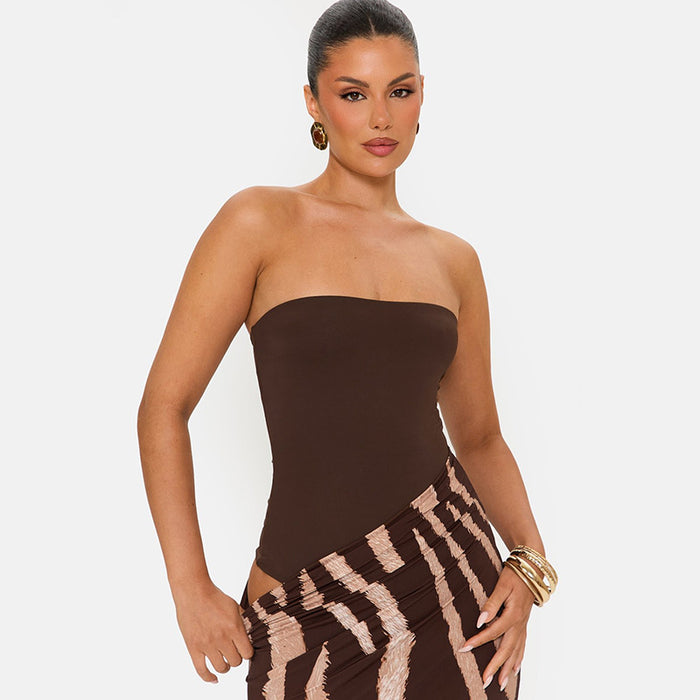 Zebbie Stripe Maxi Dress - Brown