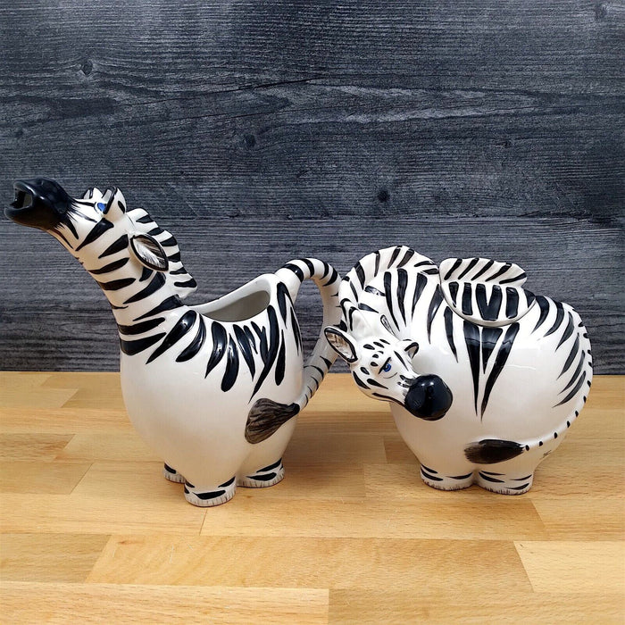 Zebra Sugar Bowl and Creamer Set Decorative by Blue Sky
