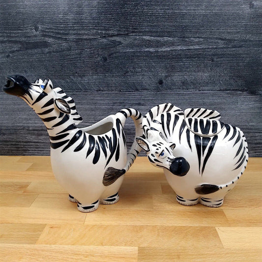 Zebra Sugar Bowl and Creamer Set Decorative by Blue Sky