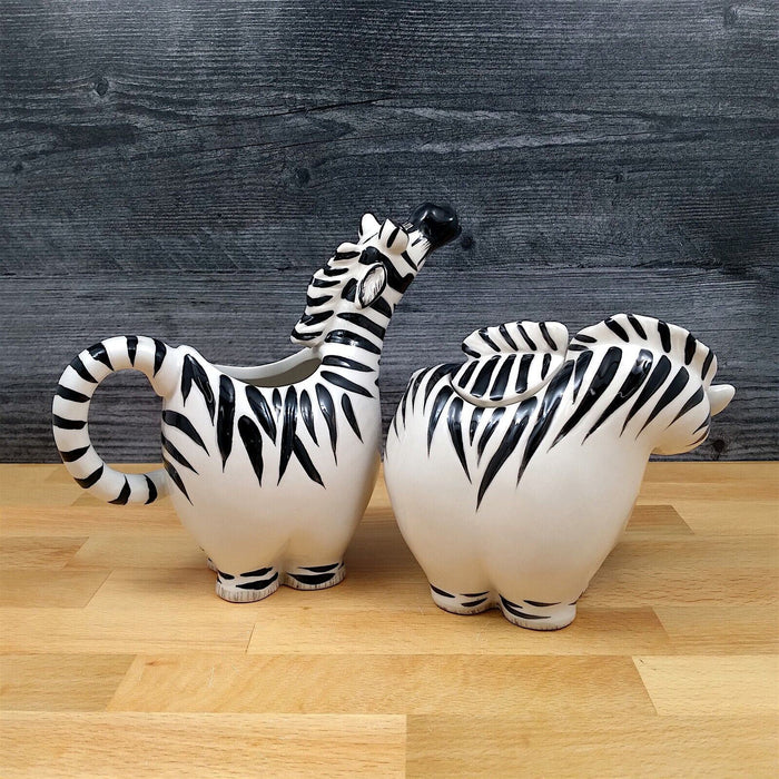 Zebra Sugar Bowl and Creamer Set Decorative by Blue Sky