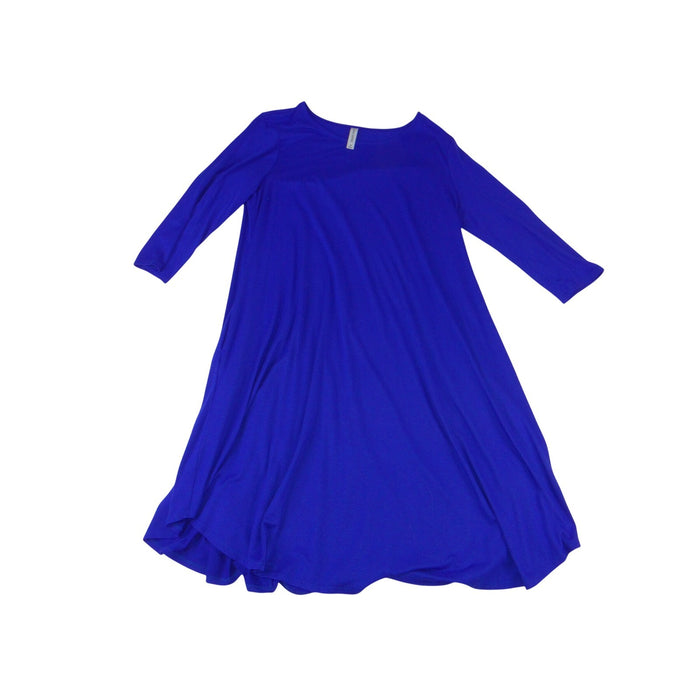 Zenana Outfitters Royal Blue Long Sleeve Swing Dress 2X A Line Jersey Knit0