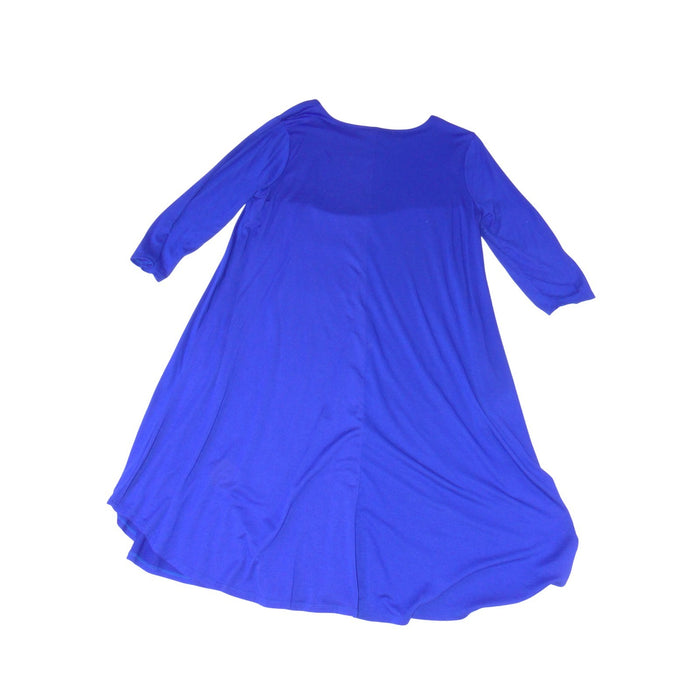 Zenana Outfitters Royal Blue Long Sleeve Swing Dress 2X A Line Jersey Knit1