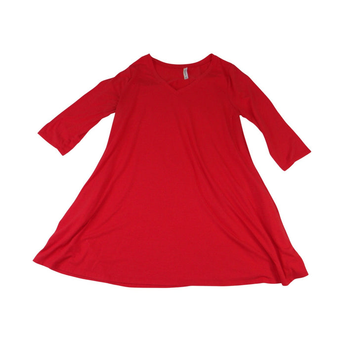Zenana Premium Red V Neck 3/4 Sleeve A Line Tunic Top Plus Size 2X0