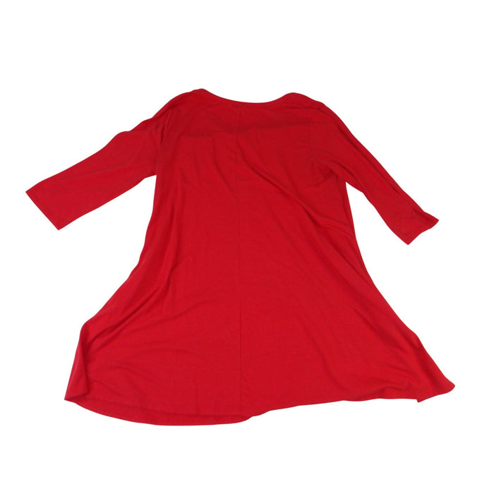 Zenana Premium Red V Neck 3/4 Sleeve A Line Tunic Top Plus Size 2X1
