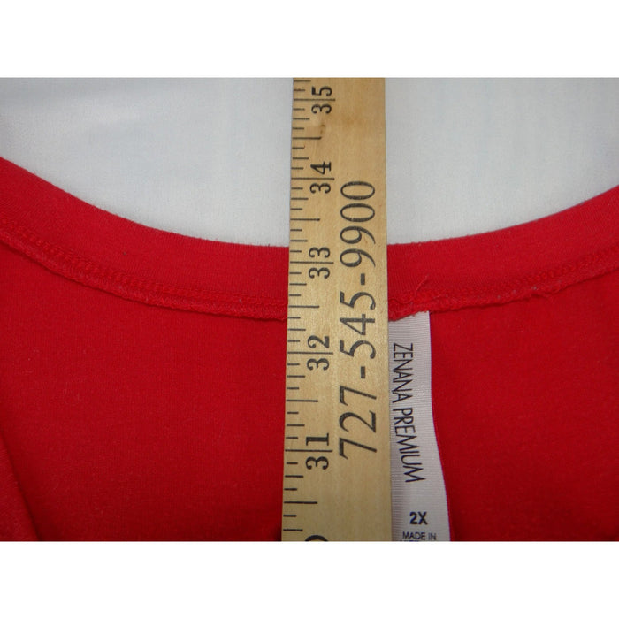 Zenana Premium Red V Neck 3/4 Sleeve A Line Tunic Top Plus Size 2X5