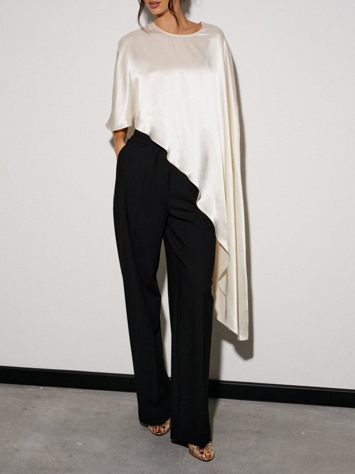 Zuka Asymmentric Hem Cape Top - Apricot