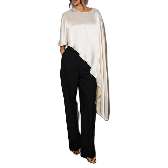 Zuka Asymmentric Hem Cape Top - White
